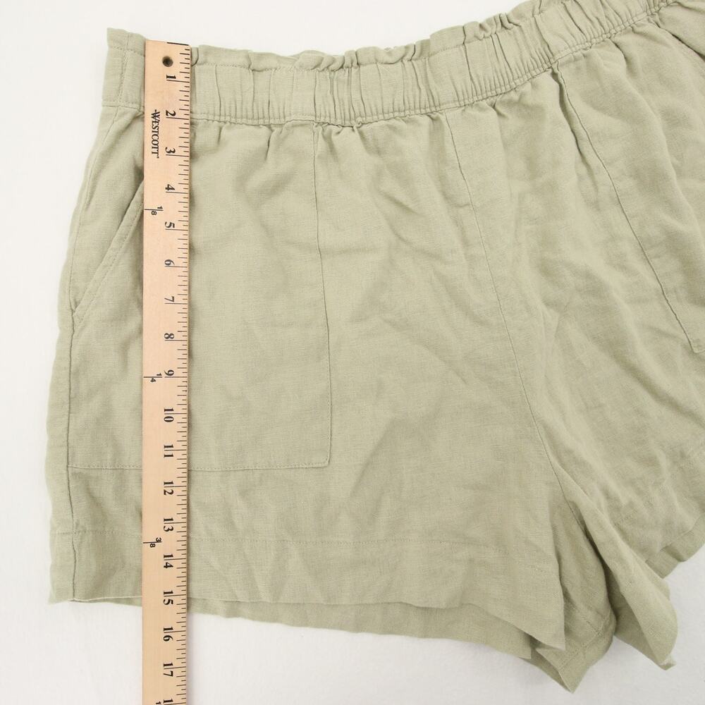 Abercrombie & Fitch Shorts Khaki Green Linen Blend Elastic Waist Pockets Size XL - Picture 2 of 9